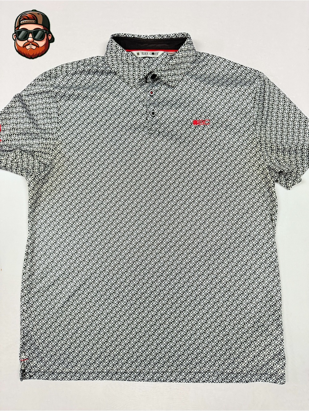 Black Clover Men’s Large Grey Live Lucky Performance Golf Polo